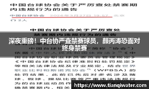 深夜重磅！中台协严查禁赛球员，颜丙涛恐面对终身禁赛